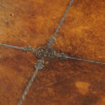 Bronzed steel leather top coffee table - Image 9