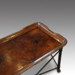 Bronzed steel leather top coffee table - Image 10