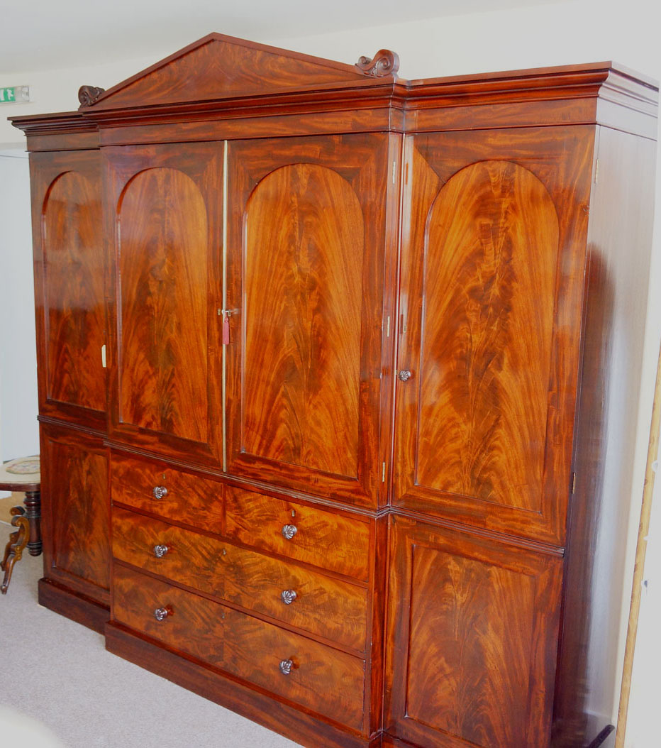 Chests.jpg William IV Mahogany Breakfront Wardrobe - Image 1