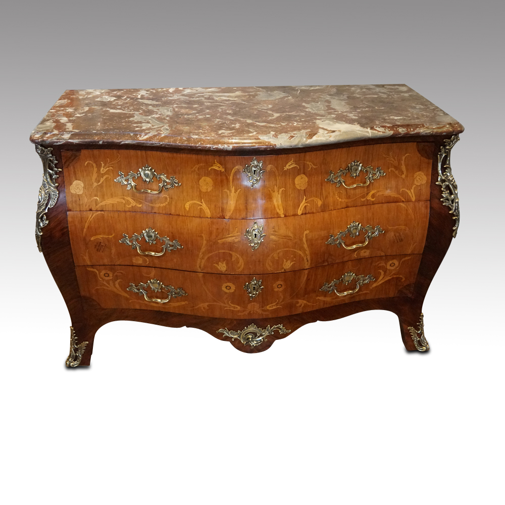 Continental-marquetry-bombe-commode.jpg Continental marquetry bombe commode - Image 1