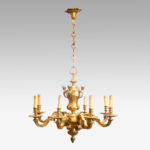 Edwardian brass 8 light chandelier