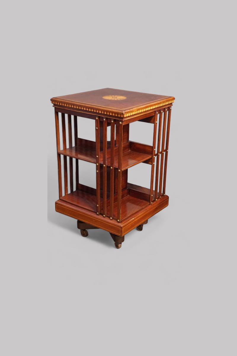 DSC03241-Photoroom-2.jpg Edwardian inlaid revolving bookcase - Image 1
