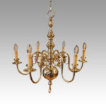 Dutch brass chandelier with 6 arms - Image 7