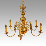 Dutch brass 6 arm chandelier
