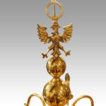 Dutch brass 6 arm chandelier - Image 2
