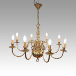 1930's Dutch brass chandelier