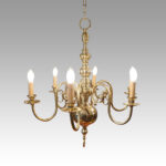 Dutch brass chandelier with 6 arms - Image 6