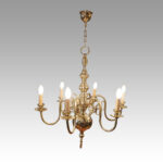 Dutch brass chandelier with 6 arms
