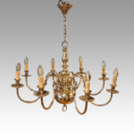 1930's Dutch brass chandelier - Image 5