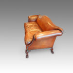 Edwardian camel back leather sofa - Image 8