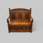 Edwardian golden oak settle