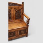 Edwardian golden oak settle - Image 5