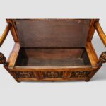 Edwardian golden oak settle - Image 9