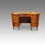 Edwardian inlaid mahogany kidney shaped desk