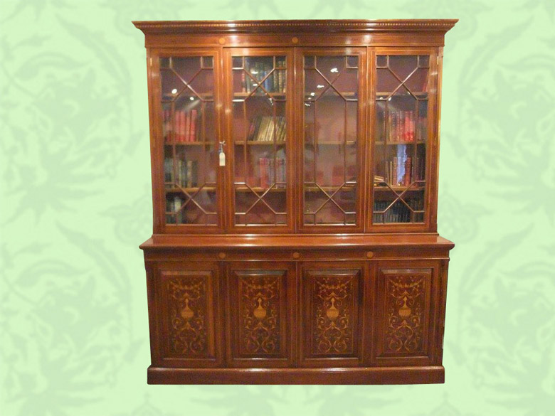 Edwardian-inlaid-mahogany-library-bookcase.jpg Edwardian Inlaid Mahogany Library Bookcase NOW SOLD - Image 1