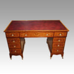 Edwardian inlaid mahogany pedestal desk 