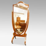 Edwardian inlaid mahogany shield shape cheval mirror - Image 2