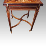 Edwardian inlaid rosewood envelope card table - Image 5