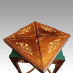 Edwardian inlaid rosewood envelope card table - Image 13