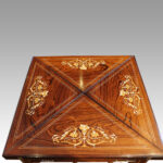 Edwardian inlaid rosewood envelope card table - Image 4