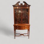 Edwardian inlaid serpentine bookcase - Image 14