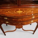 Edwardian inlaid serpentine bookcase - Image 7