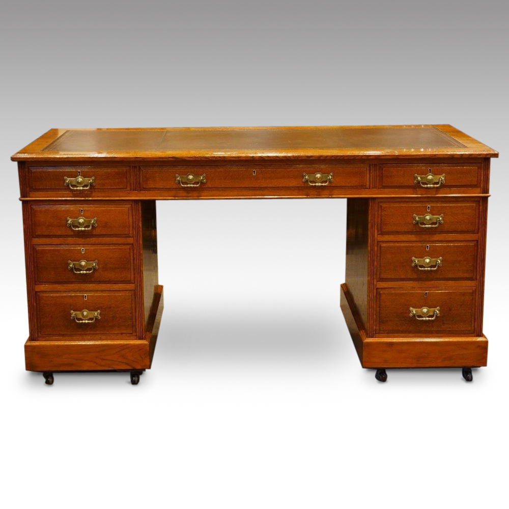 Edwardian-large-oak-pedestal-desk.jpg Edwardian large oak pedestal desk NOW SOLD - Image 1