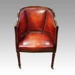 Edwardian leather tub desk chair - Image 3