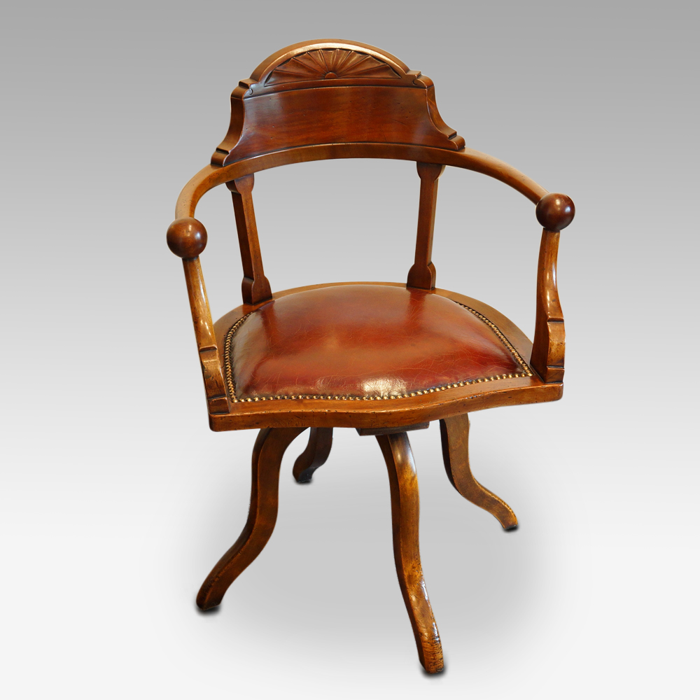 Edwardian-mahogany-ball-arm-revolving-desk-chair.jpg Edwardian mahogany ball arm revolving desk chair - Image 1