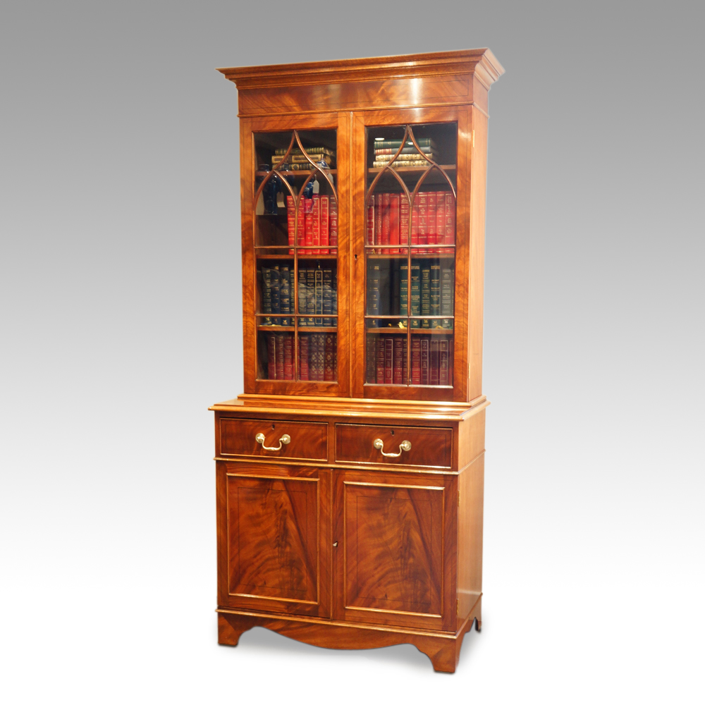 Edwardian-mahogany-cabinet-bookcase-1.jpg Edwardian mahogany cabinet bookcase - Image 1