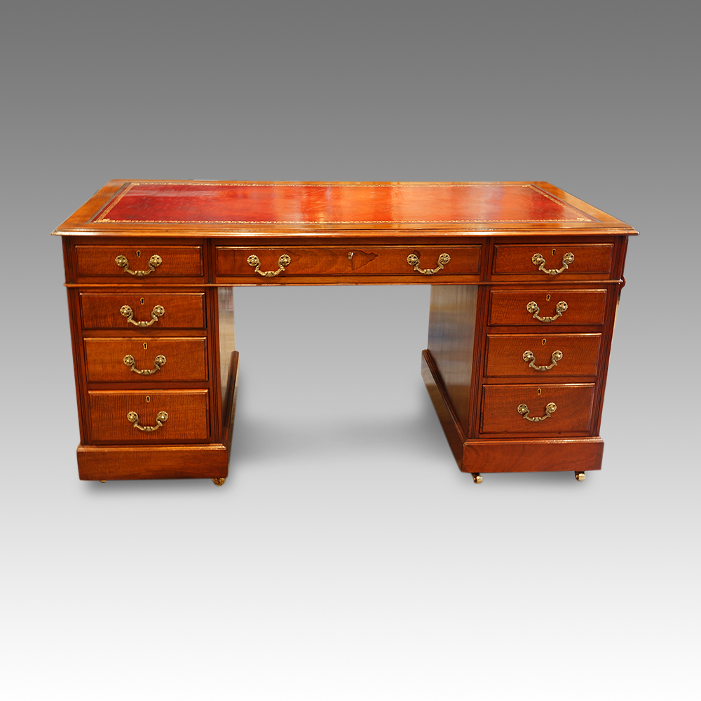 Edwardian-mahogany-double-pedestal-desk.jpg Mahogany double pedestal desk circa 1920 NOW SOLD - Image 1
