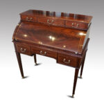 Edwardian mahogany inlaid cylinder bureau - Image 12
