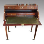 Edwardian mahogany inlaid cylinder bureau - Image 7