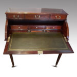 Edwardian mahogany inlaid cylinder bureau - Image 5