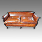 Edwardian mahogany leather sofa