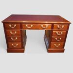 Edwardian mahogany panelled pedestal desk - Image 5