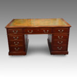 Edwardian mahogany paneled pedestal desk