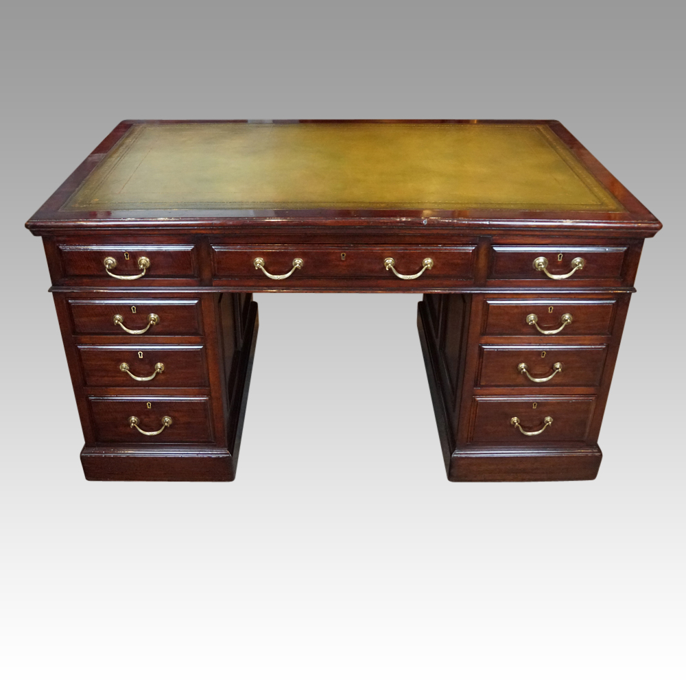 Edwardian-mahogany-pedestal-desk-1.jpg Edwardian mahogany pedestal desk - Image 1