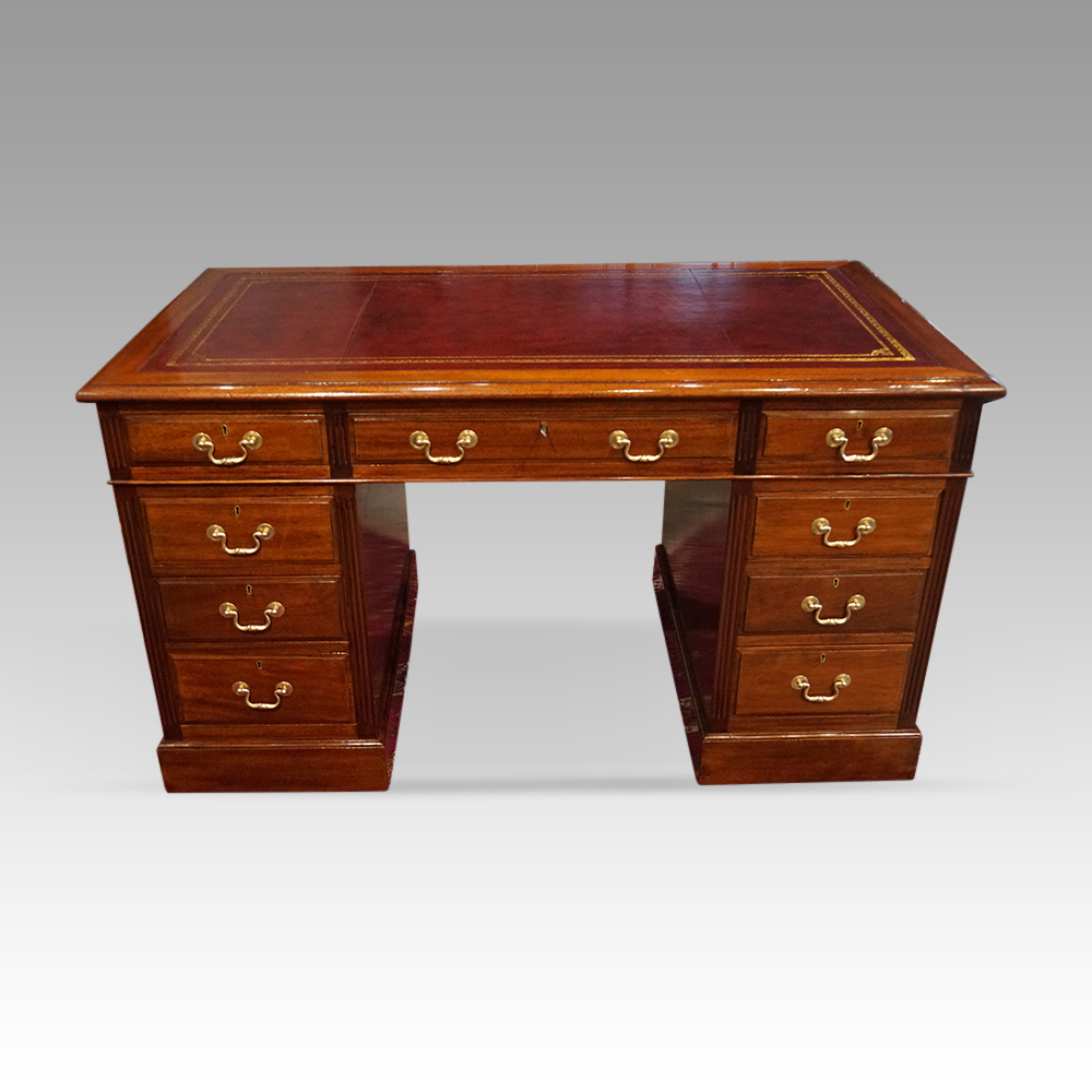 Edwardian-mahogany-pedestal-desk-2.jpg Edwardian mahogany pedestal desk - Image 1