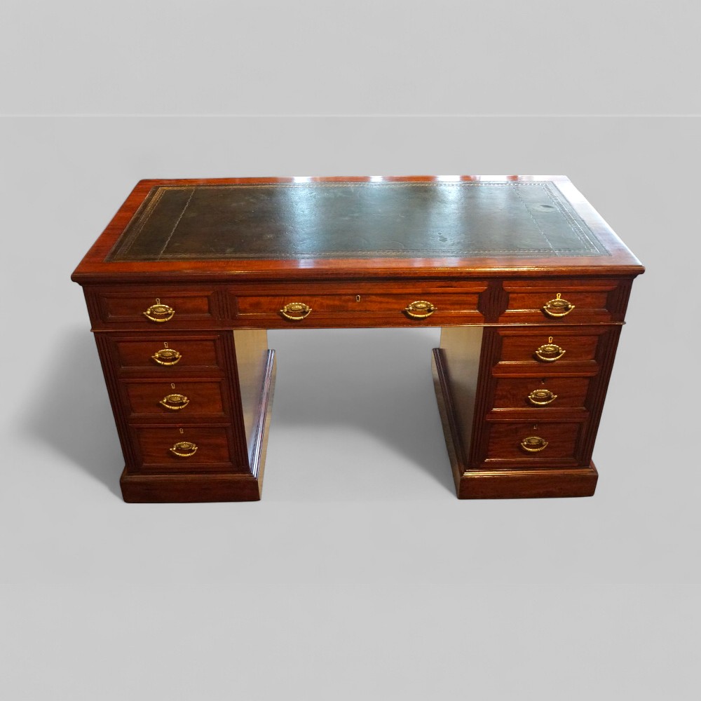 Edwardian-mahogany-pedestal-desk-3.jpg Edwardian mahogany pedestal desk - Image 1