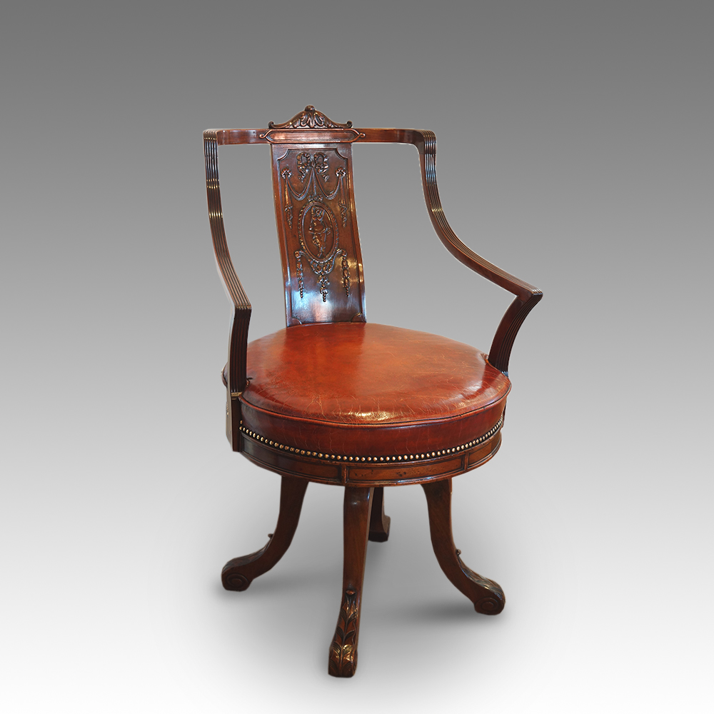 Edwardian-mahogany-revolving-desk-chair11.jpg Edwardian mahogany revolving desk chair - Image 1
