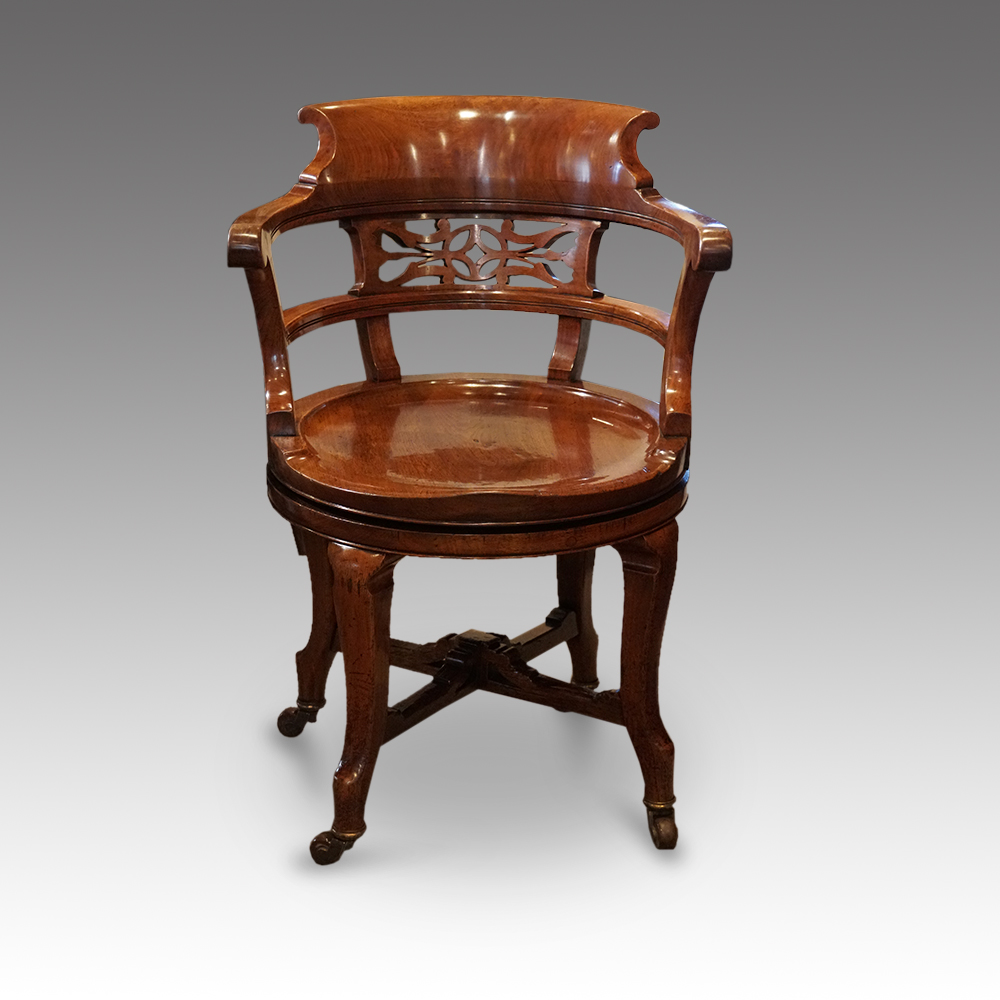 Edwardian-mahogany-swivel-desk-chair-2.jpg Edwardian mahogany swivel desk chair - Image 1