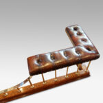 Edwardian oak and brass club fender - Image 9