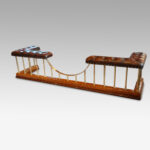 Edwardian oak and brass club fender - Image 5