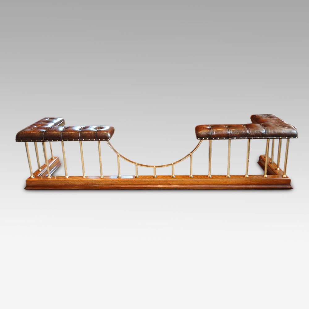 Edwardian-oak-and-brass-club-fender.jpg Edwardian oak and brass club fender - Image 1