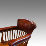 Edwardian oak and leather desk chair - Image 12