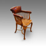 Edwardian oak and leather desk chair - Image 6