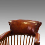 Edwardian oak and leather desk chair - Image 4