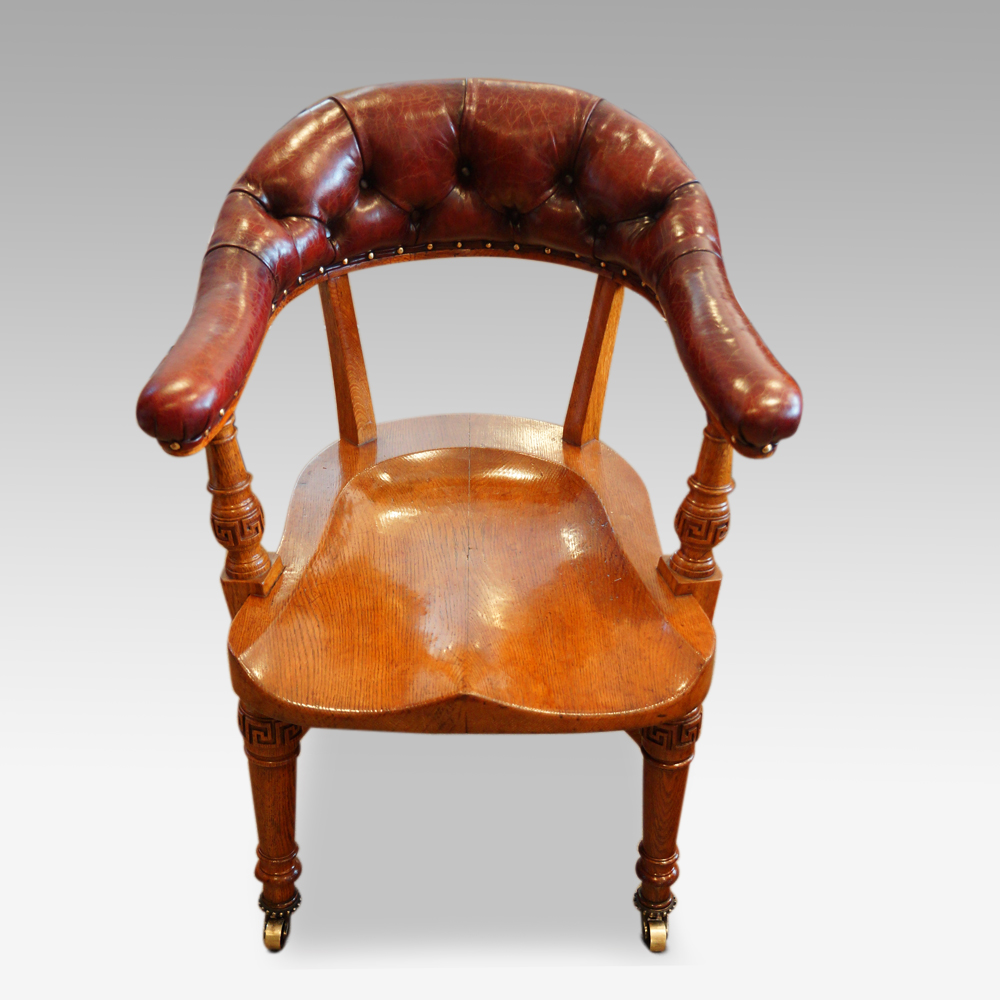 Edwardian-oak-desk-chair-by-Bros.jpg Victorian oak desk chair - Image 1