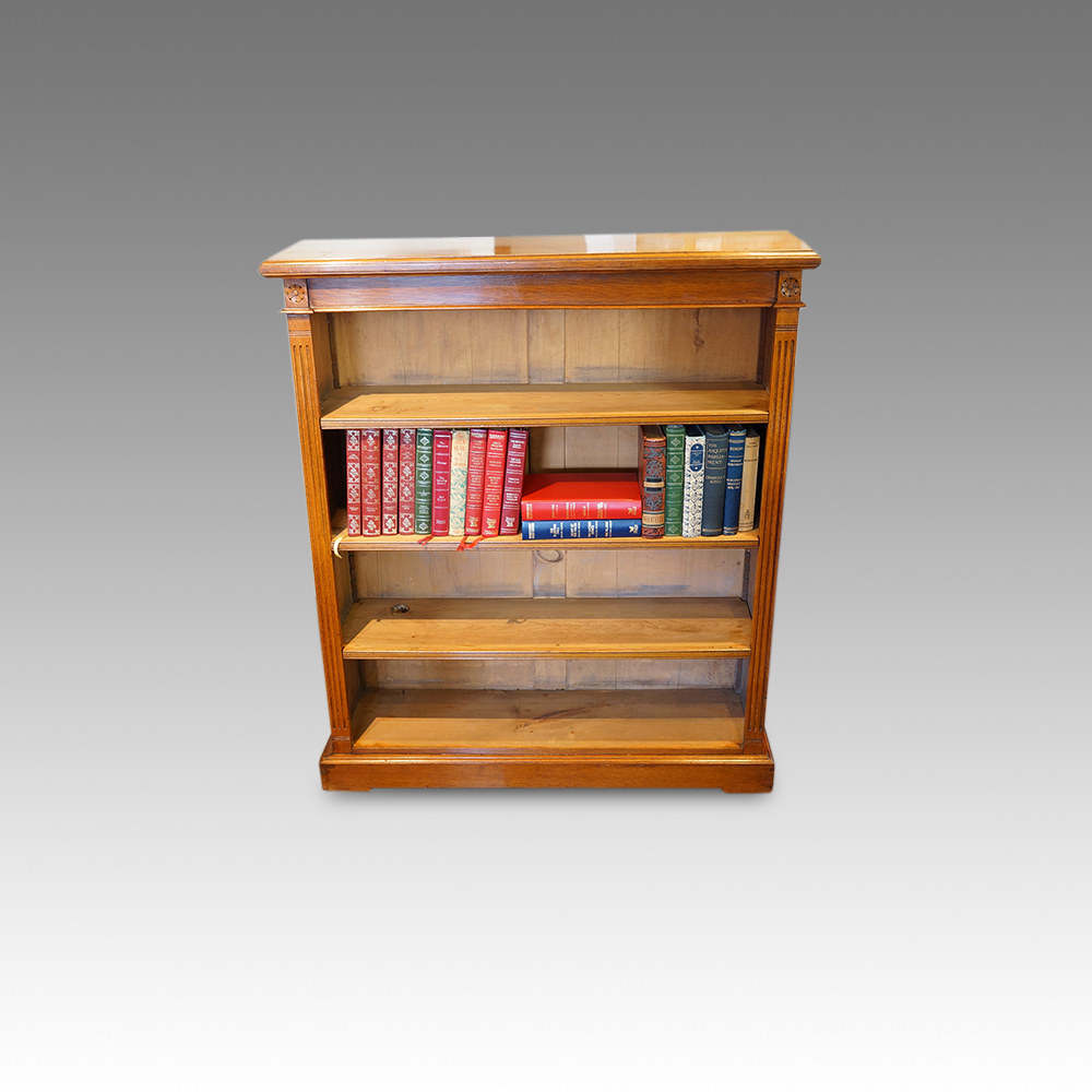Edwardian-oak-open-bookcase.jpg Edwardian oak open bookcase - Image 1
